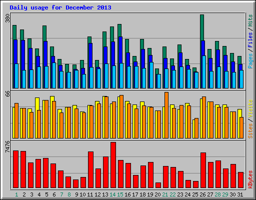 Daily usage for December 2013