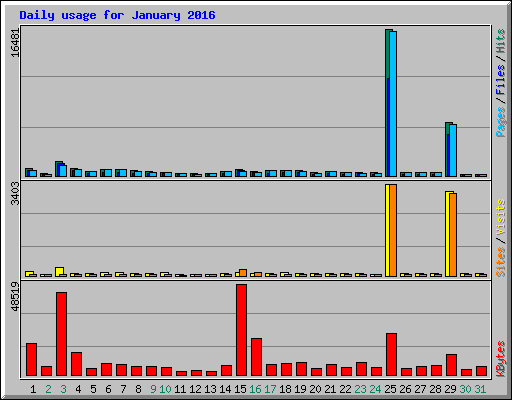 Daily usage for January 2016