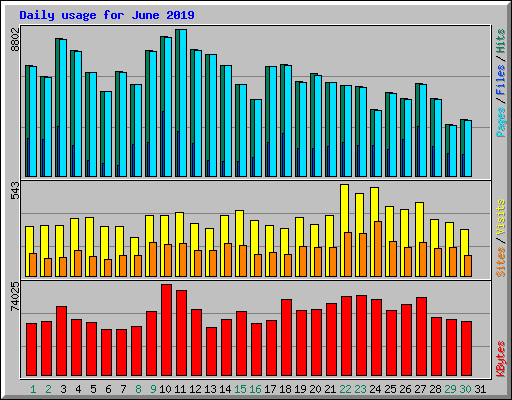 Daily usage for June 2019