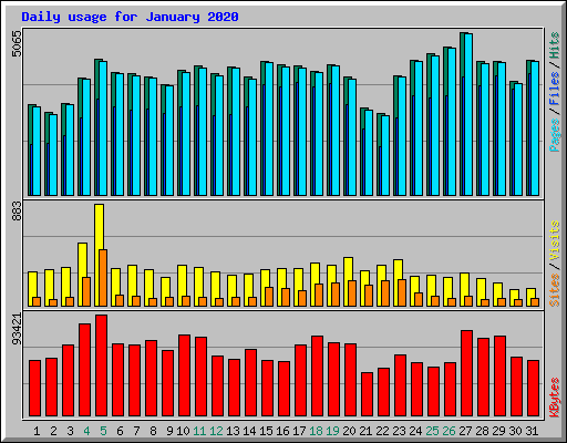 Daily usage for January 2020