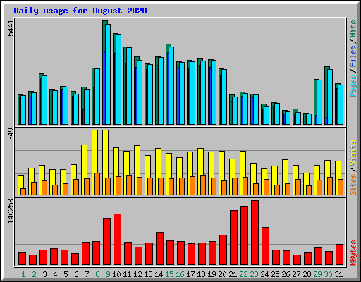 Daily usage for August 2020