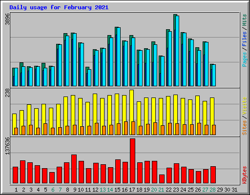 Daily usage for February 2021