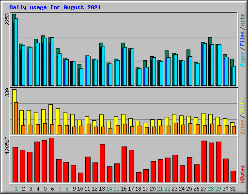 Daily usage for August 2021