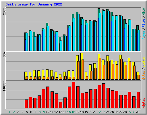 Daily usage for January 2022