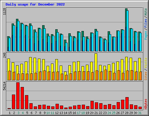 Daily usage for December 2022