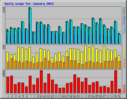 Daily usage for January 2023