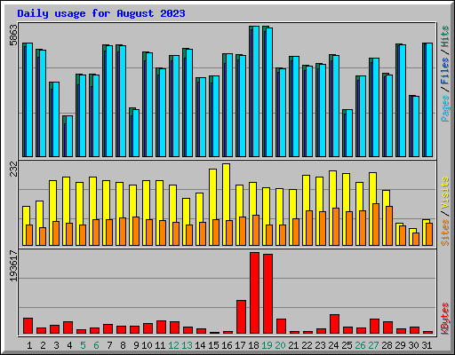 Daily usage for August 2023