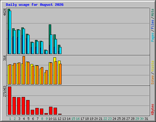 Daily usage for August 2026