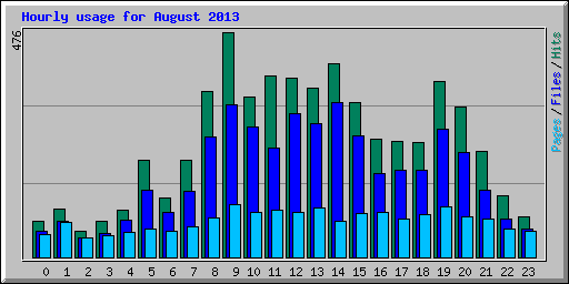 Hourly usage for August 2013