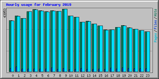 Hourly usage for February 2019