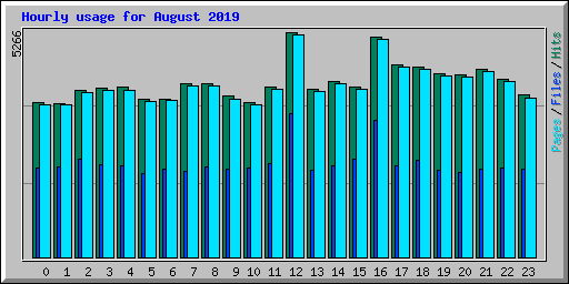 Hourly usage for August 2019